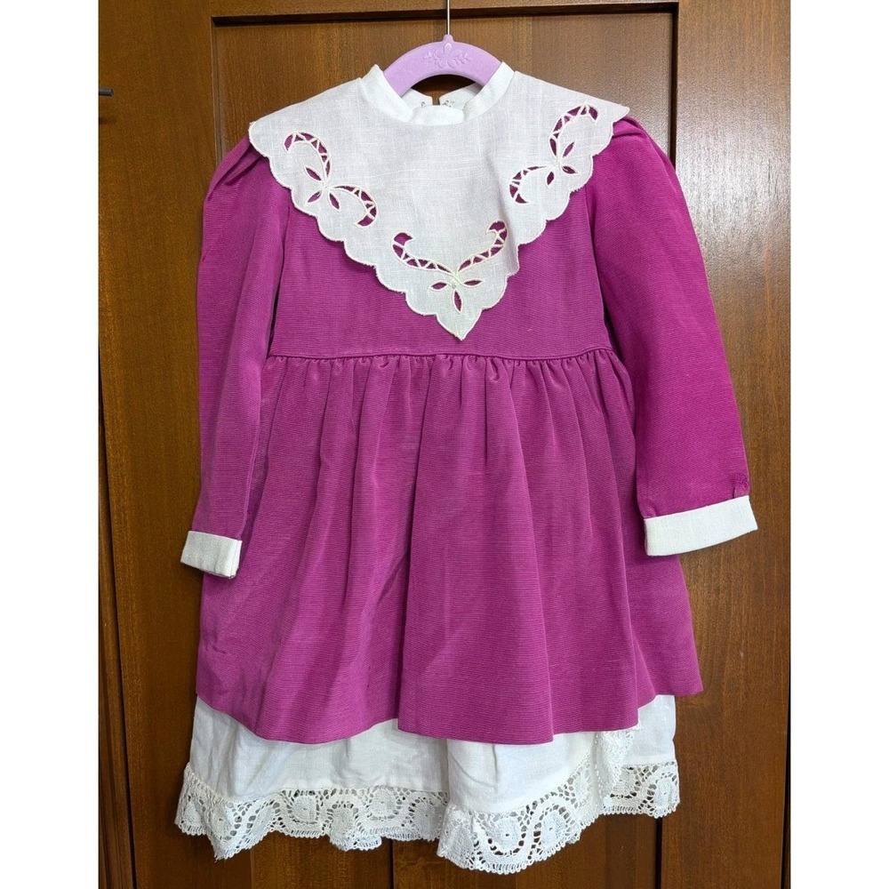 Christian Dior Jeunesse Party Dress Girl's Toddler Lace Eyelet Collar Vintage